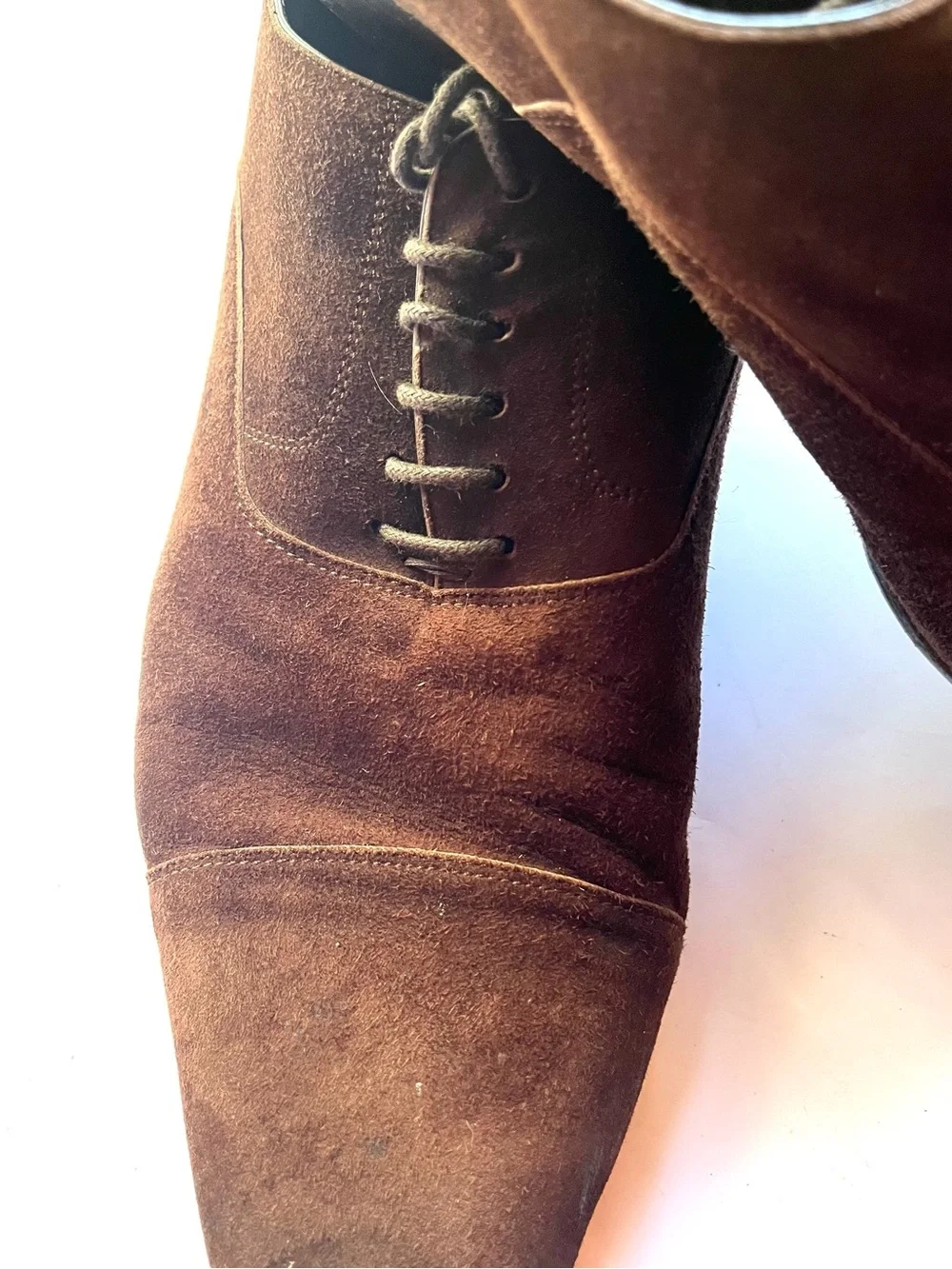 Canali Dark Brown Suede Cap Toe Oxford Dress Shoes